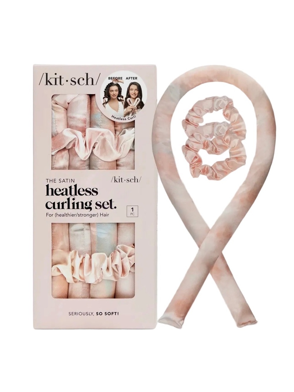 Kitsch Satin Heatless Curling Set - Pink Tie-Dye